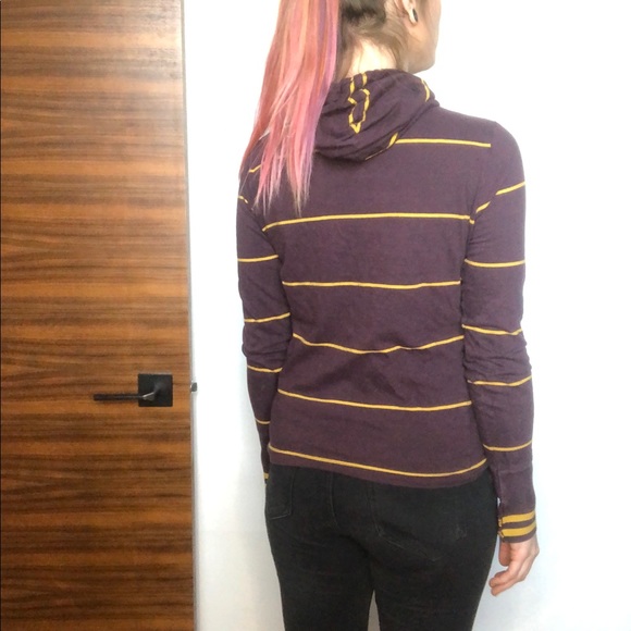 Maroon and Gold Striped Hooded Tee - Picture 8 of 8